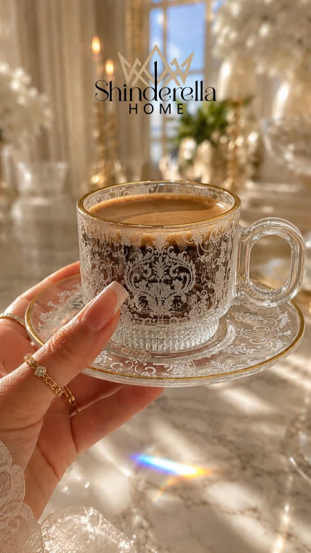 طقم فناجين قهوة كريستال MARLYN COLLECTION ✨